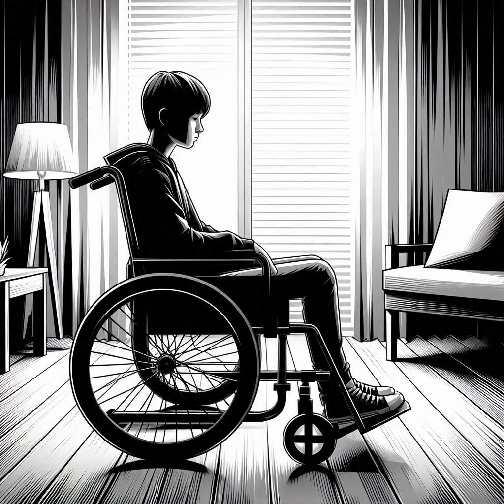 A boy in wheel chair